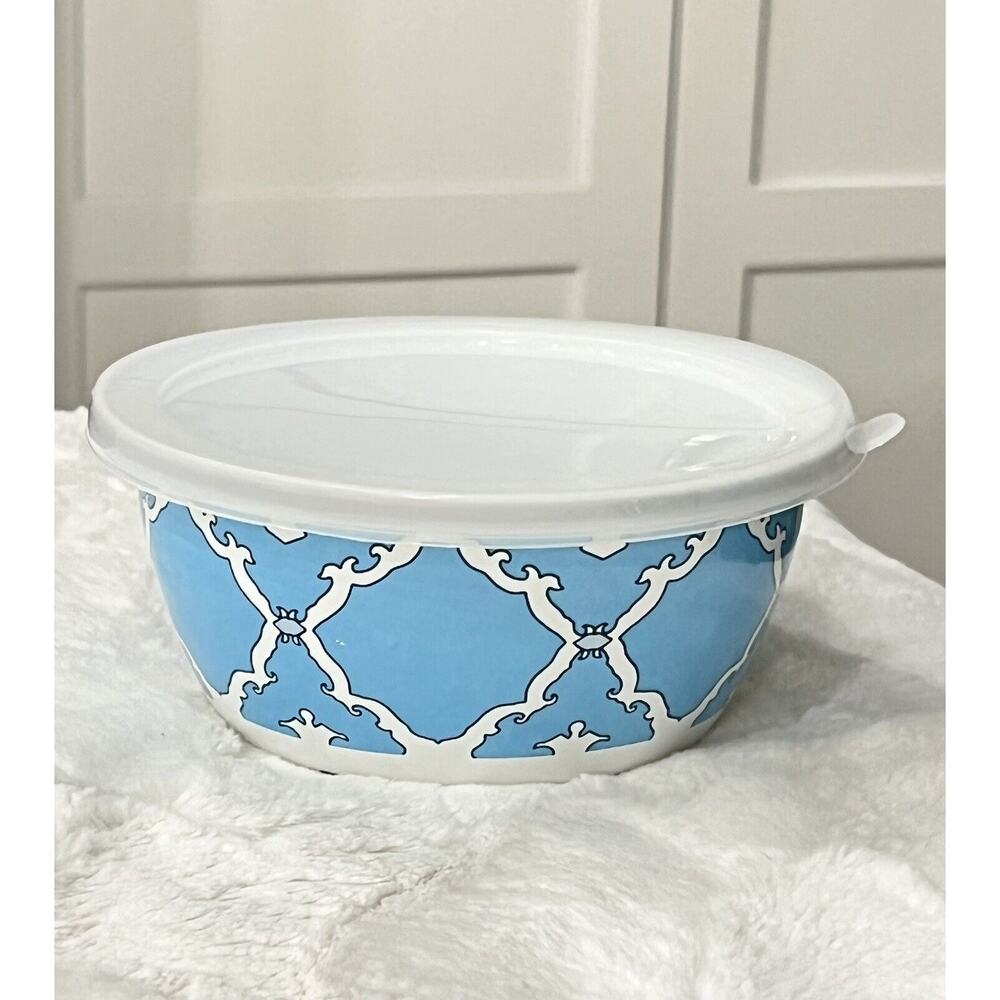 Golden Rabbit Laura Fair Enamel Lid Bowl Charleston Blue Food Storage Mixing